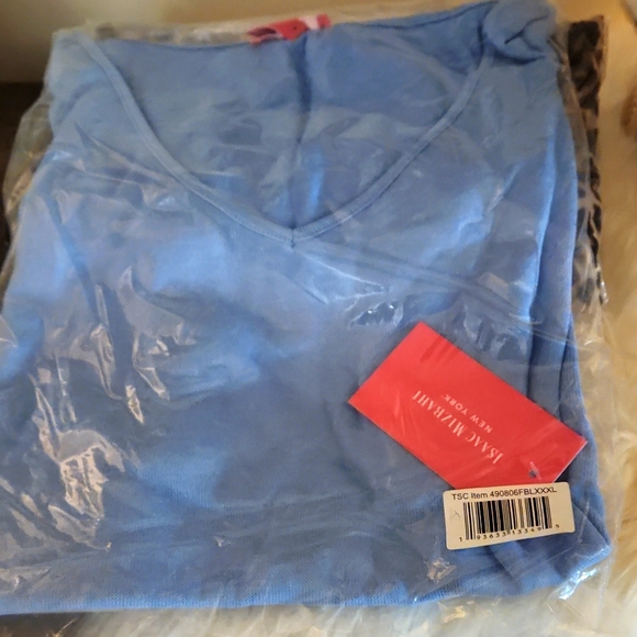 NWT Isaac Mizrahi Loose Knit Roll Sleeve Tee XXXL French Blue - Picture 2 of 4